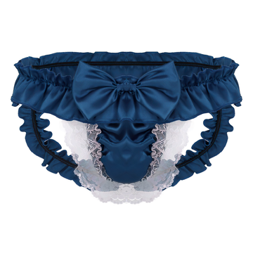 Open Butt Wetlook Male Panties Lingerie / Sexy Bowknot Satin Briefs Underwear For Men - EVE's SECRETS